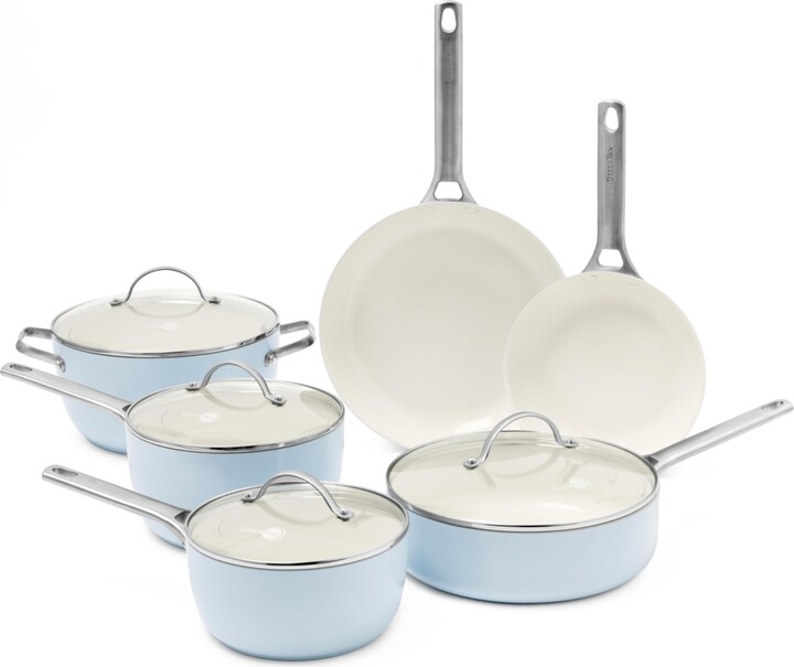 7-Piece Enameled Cast Iron Nonstick Cookware Set in Biscay Blue