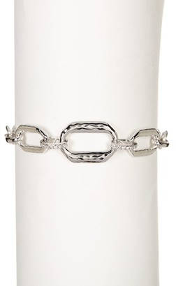 Judith Jack Sterling Silver Hammered Chain Link Swarovski Marcasite Studded Bracelet