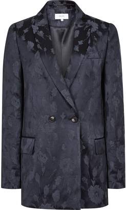Reiss Peony Jacket - Jacquard Double-breasted Blazer in Navy