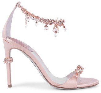 Rene Caovilla Anklet Crystal-Embellished Satin Sandals Rene Caovilla Anklet Crystal-Embellished Satin Sandals