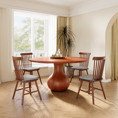 Corrigan Studio 5PCS Solid Wood Dining Table Set For 4 Seats - Round Kitchen Table Dining Chairs