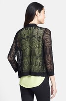 Thumbnail for your product : Chaus Open Front Pointelle Linen Shrug
