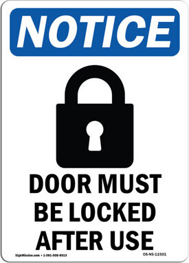 SignMission Door Must Be Locked Sign with Symbol