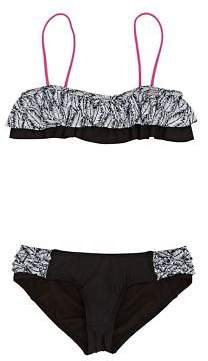 O'Neill Bikinis Pg Morro Ruffle Bikini - Black Aop W/ White