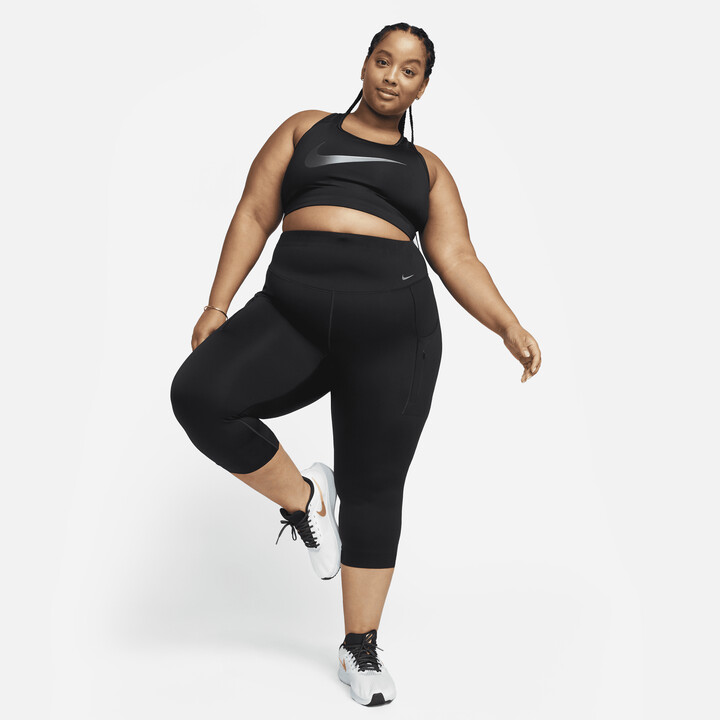Nike Women's Go Firm-Support High-Waisted Cropped Leggings with Pockets  (Plus Size) in Black - ShopStyle