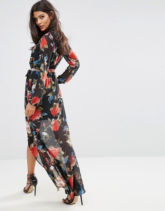 Lipsy Wrap Front Maxi Dress In Floral Print