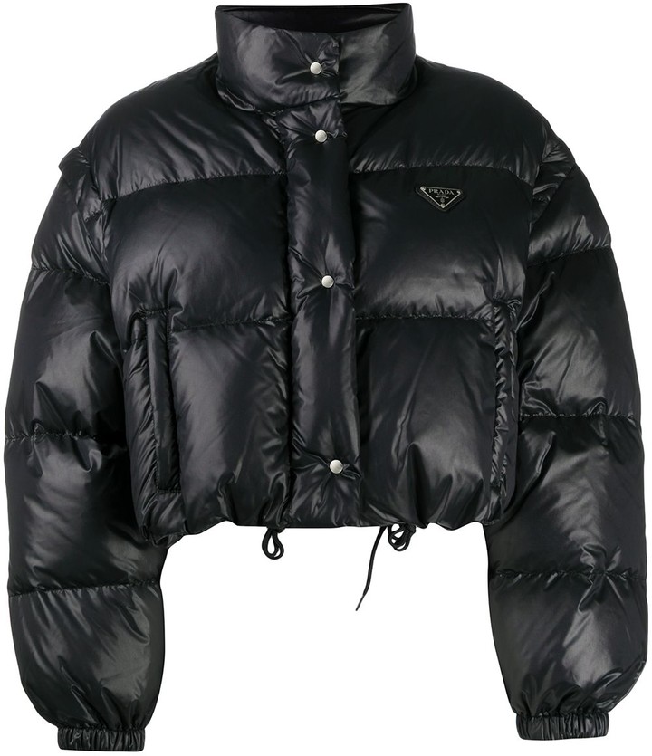 black cropped puffer jacket