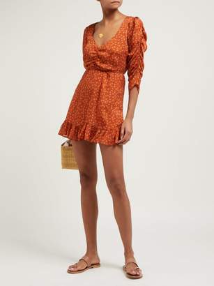 Mes Demoiselles Francesca Floral-print Silk Mini Dress - Womens - Orange Print