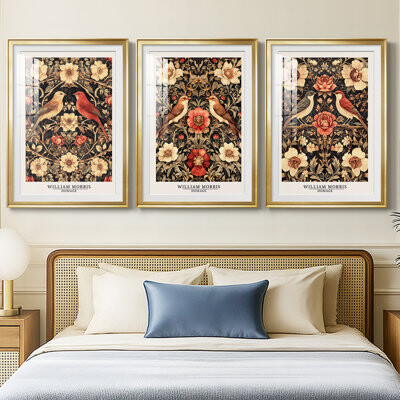 Wildon Home WM MORRIS Series CDXIX -Custom Framed Premium Print W Matt - 3 Pieces