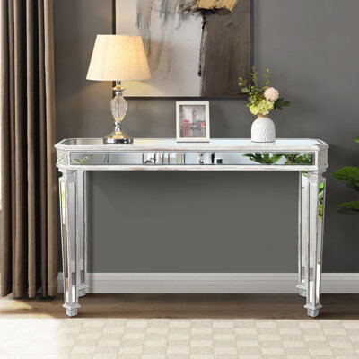 Vintage Mirror Console For Primary Living Area - Floor Mounted, 48"w X 32.7"h 14.16"d Gorgeous With Carving Curved, Solid Structure,