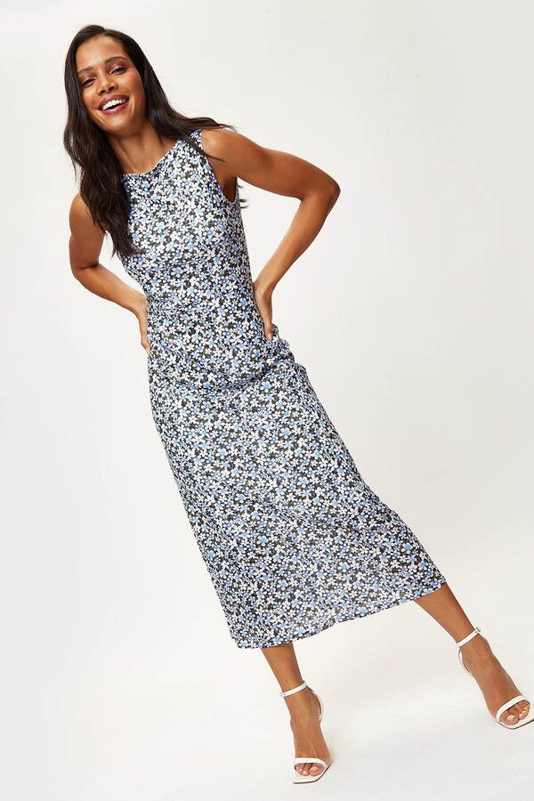 lilac floral midi dress