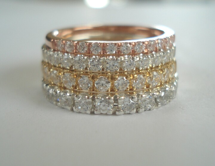 Etsy Diamond Wedding Band Or Stacking Rings Comfort Fit Pave Setting 14 K. White Yellow Pink(Rose Gold Hand Made in U.s