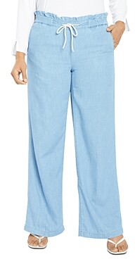 plus size wide leg chambray pants