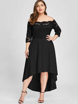 Thumbnail for your product : Shein Plus Lace Overlay Dip Hem Bardot Dress