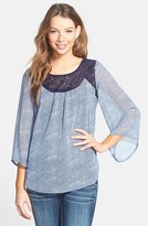 Thumbnail for your product : Fire Print Lace Yoke Top (Juniors)