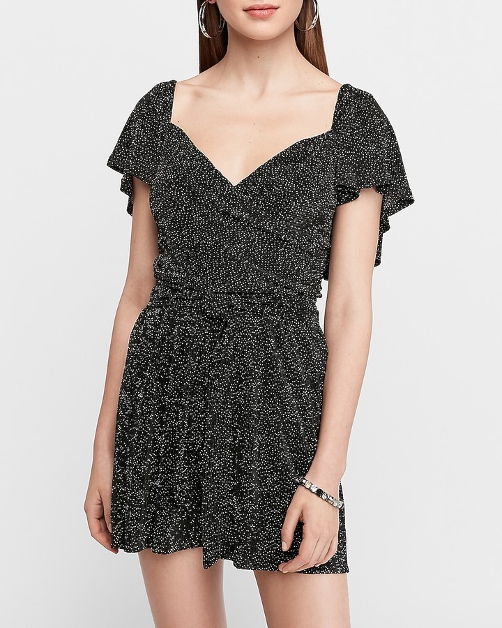 Express Pleated Wrap Front Romper ShopStyle