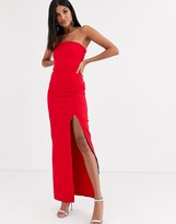 Thumbnail for your product : Vesper Tall bandeau maxi dress with leg split in red