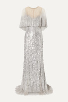 Thumbnail for your product : Monique Lhuillier Layered Embellished Tulle Gown - Silver