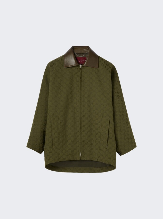 Gucci Canvas Bomber Jacket Greysh Army Green