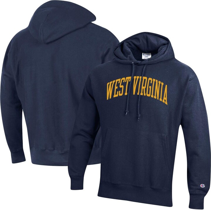 Men's Champion Navy West Virginia Mountaineers Team Arch Reverse Weave Pullover Hoodie