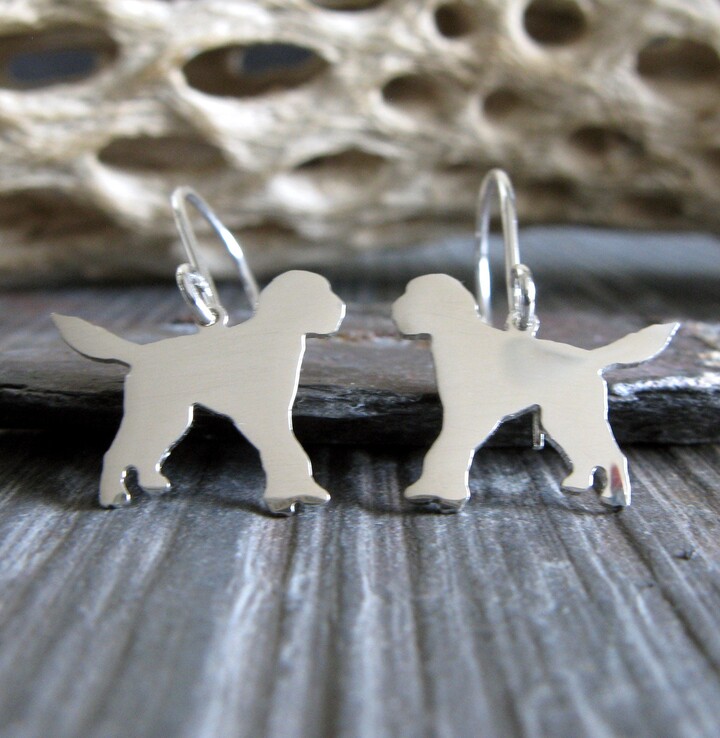 Etsy Dainty Goldendoodle Dog Dangle Earrings Handmade in Sterling Silver Or 14K Gold
