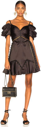Self-Portrait Off Shoulder Mini Dress in Black | FWRD