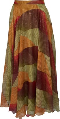 Sofia Tsereteli - Long Silk Skirt In Multicolored Patch - ShopStyle