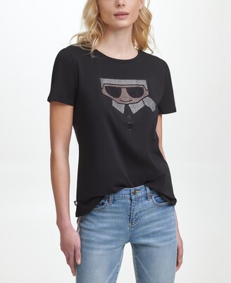 Karl Lagerfeld Paris Women's Sequin Emoji Tee - ShopStyle T-shirts