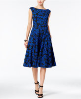 Thumbnail for your product : Betsey Johnson Textured Rose-Print Midi Dress