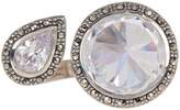 Thumbnail for your product : Judith Jack Faceted Pear & Round Crystal & Halo Set Marcasite Open Ring - Size 5