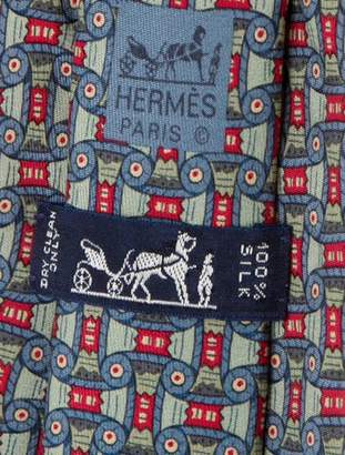 Hermes Column Print Silk Tie