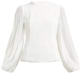 Thumbnail for your product : Zimmermann Sunray Body Bishop Sleeve Crepe Blouse - Womens - White