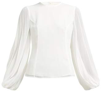 Zimmermann Sunray Body Bishop Sleeve Crepe Blouse - Womens - White