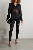 Thumbnail for your product : Amiri Mx1 Leather-trimmed Distressed High-rise Slim-leg Jeans - Black - 25