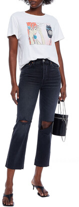 RE/DONE Cropped distressed high-rise straight-leg jeans
