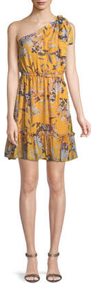Shoshanna Carmela Floral Silk One-Shoulder Dress