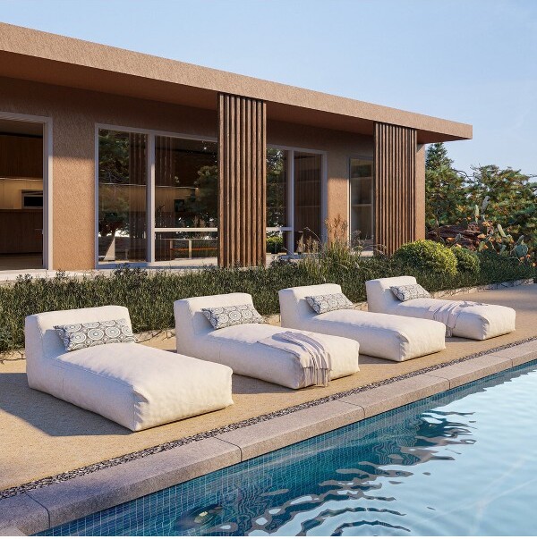 PROBE HUES ProbeHuesOutdoorBeanBagChaiseLoungeChairwithPillowforPatioSwimmingPool(Setof4)