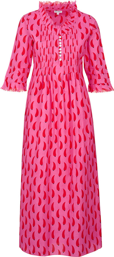 AtLAST Cotton Annabel Maxi Dress In Pink Chilli