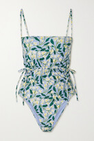 Thumbnail for your product : Agua by Agua Bendita Azul Cutout Ruched Floral-print Recycled Swimsuit - Blue