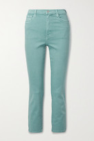 Thumbnail for your product : J Brand Alma Cropped High-rise Straight-leg Jeans - Gray green