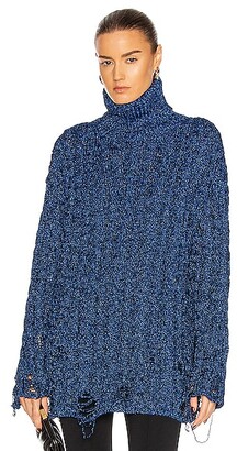 Balenciaga Long Sleeve Turtleneck Sweater in Blue
