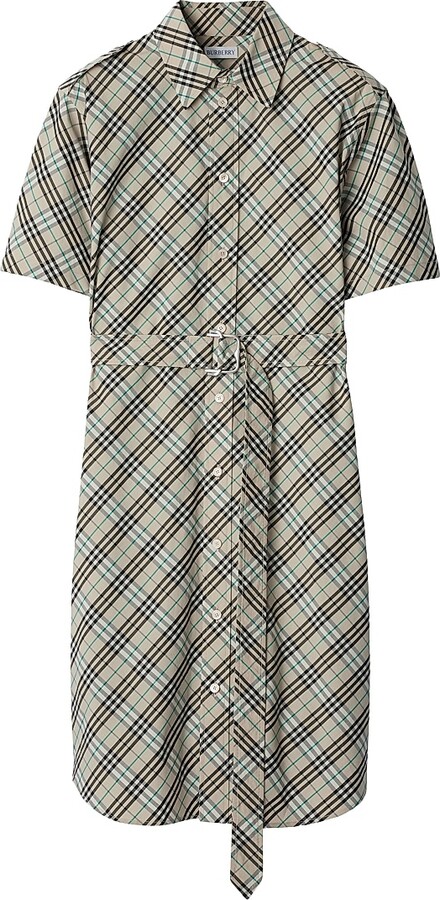 Burberry Women's Check Poplin Belted Shirtdress - Husk Ip Check - Size 4