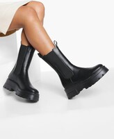 Thumbnail for your product : boohoo Wide Width Lug Sole Calf High Chelsea Boots