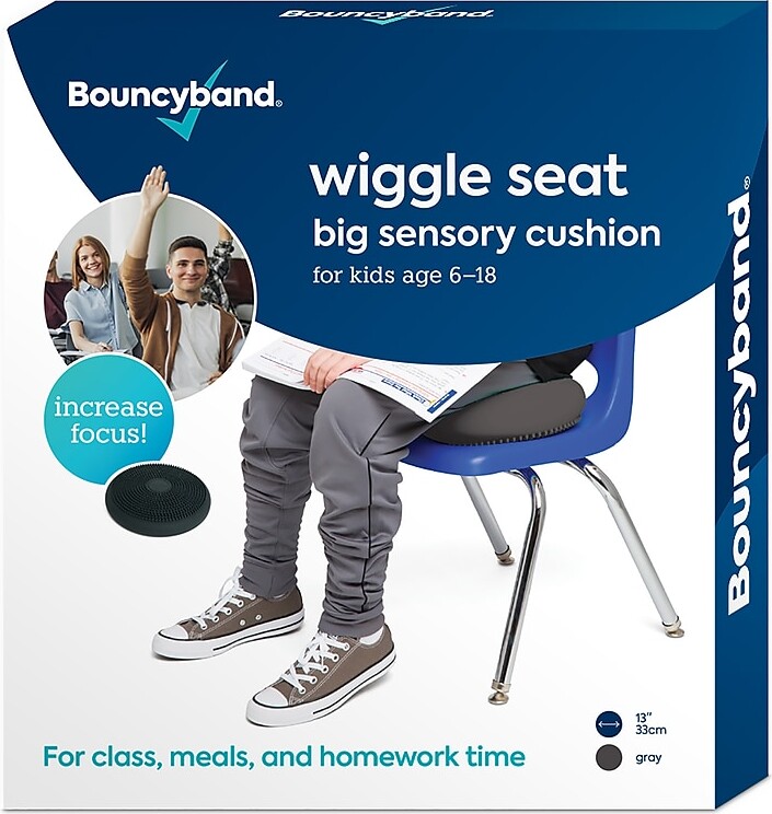 Bouncy Bands Big Sensory Wiggle Seat, Dark Gray (BBAWS33GY)