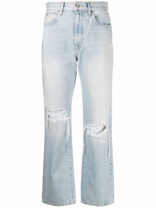 SLVRLAKE Ripped Detailing Straight-Legged Cropped Jeans