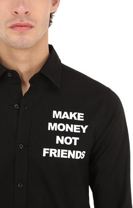 Make Money Not Friends Logo Printed Cotton Shirt