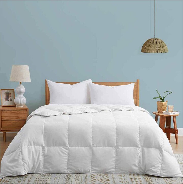 UNIKOME Lightweight Extra Soft White Goose Fiber Comforter With Duvet Tabs