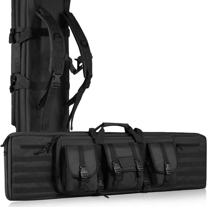 SKYSHALO Rifle Bag, 36 in. Black Polyester with Adjustable Strap Backpack Tactical Double Long Gun Bag, Soft Rifle Case