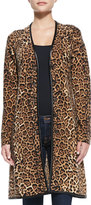 Thumbnail for your product : Sofia Cashmere Long Leopard-Print Cashmere Cardigan