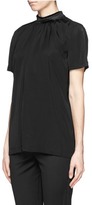 Thumbnail for your product : Nobrand Calf hair collar liquid twill blouse
